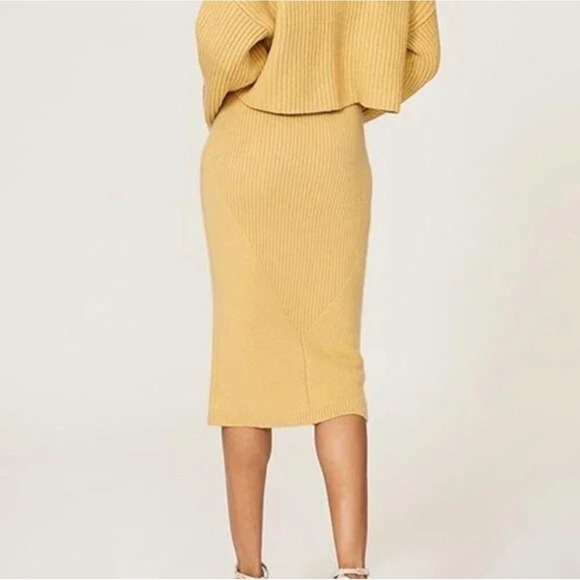 Sweet Baby Jamie Jamie Mizrahi RTR Butter Yellow Ribbed Knit Midi Skirt Size XS - Picture 2 of 7